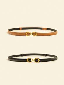 1条装和2条装女士复古简约PU皮细腰带，适合夏季、上学、秋季、万圣节等场合 - 彩色 - 查看 9