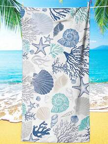 Khăn tắm biển nhanh khô 3 kích cỡ với họa tiết san hô, sao biển và vỏ sò sống động - Siêu thấm hút, nhẹ và mềm mại, làm từ sợi microfiber, thích hợp cho yoga, bơi lội, chạy bộ và chống nắng, phụ kiện bên hồ bơi. Khăn tắm biển sống động, khăn microfiber trang trí phòng tắm. - A - Xem 3