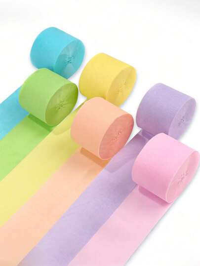 6 Rolls 492ft Sheer Ribbon, 6 Soft Color Variety Party Streamers, Suitable For Birthday Decor, Party Decor, Wedding Decor, Easter Decor, Colorful Ribbons, Tassels, Balloon Strings, Party Decorative Streamers, Balloon Tassels Paper (1.8in X 82ft/Roll)