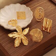 1pc Metal Geometric Sunflower Shaped Single Hole Ring (Random Delivery) - XH92824717-21 - View 4