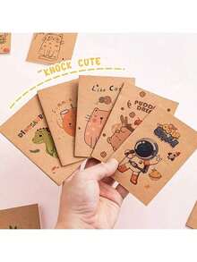 10pcs/30pcs/50pcs Mini Cartoon Notebook, Portable Kraft Paper Diary, Ideal School Reward Gift, Suitable Student Small Prize Notebook, Back To School Supplies, Thanksgiving, Student Stationery, Halloween, Christmas, New Year Gift - Multicolor - View 5