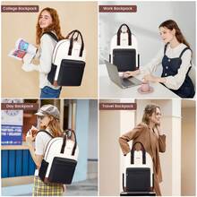 LOVEVOOK Laptop Backpack For Women, 17 Inch Travel Laptop Bag, Waterproof Computer Backpack Purse For Work Teacher Nurse, Durable Casual Daypack - 黑白棕 - 查看 9