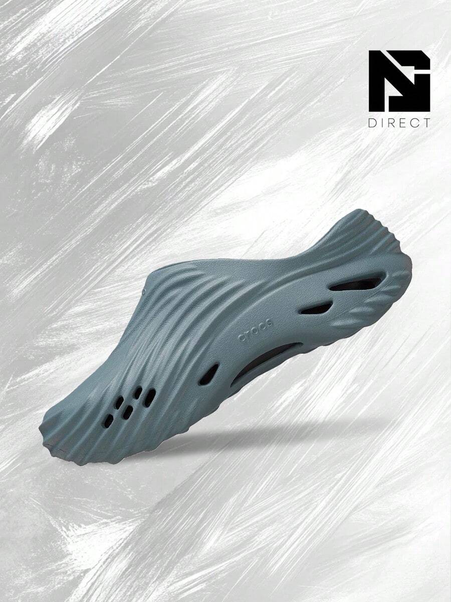 Crocs Echo Wave Clog Almond Tint – Shose For Man/Woman-Vintage-Spring & Summer-Thick Sole Casual Beach Flip Flops, Shock-Absorbing Comfort, Gym To Streetwear-Easter Gift –210521 3YO - Pond/Black - 查看 1