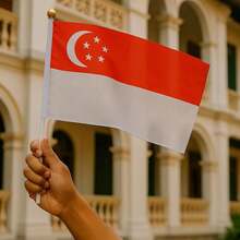 Mini Bandera Singapur Fiesta, MXGSN-000, 1Pza, Singapur, 14x21cm, Tela Poliéster, Asta Plástico. - Multicolor - Ver 2