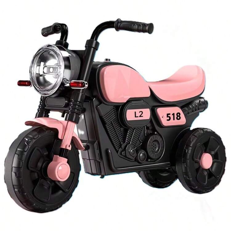 Mini Motocicleta de Impulso para Niños de 2-5 Años, Soporte de hasta 45kg, Diseño Moto Chopper, Montable con Luz LED y Sonido, Todoterreno, Regalo para Niños - Rosa - Añade 1