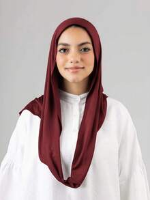 1件装女士经典纯色头巾，预缝制裹颈围巾，可调节多用途头巾，柔软舒适的粘胶纤维面料，适合日常佩戴、运动、瑜伽 - instant hijab - 查看 22