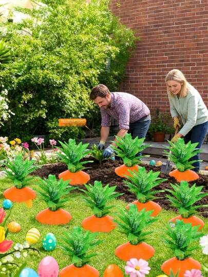 12/6pcs Carrot Garden Stake Decor - Realistic Carrot Outdoor Decoration Props; Easter Egg Hunt Path Markers, Easter Garden Lawn Decor Stakes, Easter Souvenir Decor, Easter Atmosphere Decorations, Easter Party Home Decor, Easter Countryside Scene Setting, Spring Picnic Photo Props, Suitable For Easter Egg Hunt / Spring Party / Yard Decor, Holiday Atmosphere Creation And Holiday Souvenir Decor