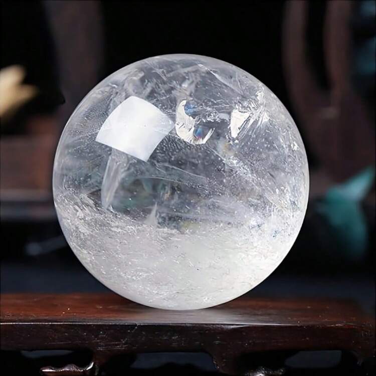 1PC Natural Quartz Crystal Ball Square Stone Ball, With Different Semi Transparent Interior Scenery, Desktop Ornament, Ornamental Item, Collectible. Best Gift For Family And Friends: Crystal Ball - Clear - View 7