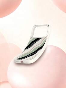 1pc Fashionable Creative Full Screen Asymmetrical Wave Striped Pattern Liquid Silicone Shockproof Soft Phone Case Compatible With Apple 11/12/13/14/14Plus/15/15Plus/16/16Plus/7/8Plus/17/17Pro - Multicolor - View 3