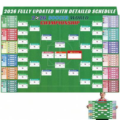 2026 World Cup Schedule Poster, 39.4"*25.7", World Cup 2026 Merchandise For Soccer Fans, Soccer Tournament Poster For Fans, Party Decorations Matches Wallchart