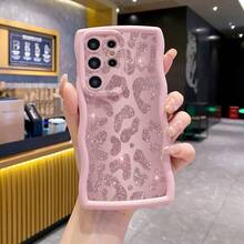 1pc Pink Leopard Print Shockproof Wavy Phone Case, UV Printed For Galaxy/Infinix/Redmi/OPPO/VIVO/MOTO/Realme Android Models - Pink - View 6