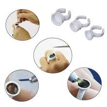 100pcs Tattoo Ink Cups, Disposable Plastic Ring Cups, Tattoo Ring Cups, Semi-Permanent Makeup Paint Cups, Eyelash Glue Stands, Embroidery Paint Rings, Professional Tattoo Makeup Accessories, Tattoo Artist Supplies - White - View 1