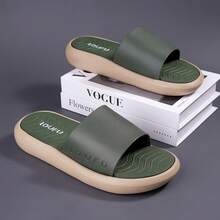 Sandalias de diapositivas con estampado de letras resistentes al desgaste y antideslizantes para hombre, pantuflas de moda para playa/oficina/hogar - Verde - Ver 9