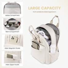 LOVEVOOK Laptop Backpack For Women, 17 Inch Travel Laptop Bag, Waterproof Computer Backpack Purse For Work Teacher Nurse, Durable Casual Daypack - Màu be - Xem 2