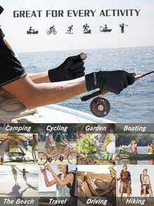 Guantes de protección UV para hombre y mujer, guantes de visualización táctil UPF 50+, guantes de protección solar para ciclismo, pesca, correr, senderismo, barco, jardín, safari, actividades al aire última intervensión - Negro - - Ver 6