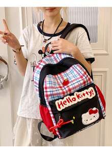 SANRIO Hello Kitty 可爱幼儿园背包 - 卡通印花女孩时尚单肩包，大容量轻便学生书包，无异味面料，加固缝线，科学收纳隔层，适合休闲旅行、户外活动和日常使用，防滑胸扣反光设计，背负舒适，Hello Kitty 粉丝必备可爱单品 - 彩色 - 查看 2