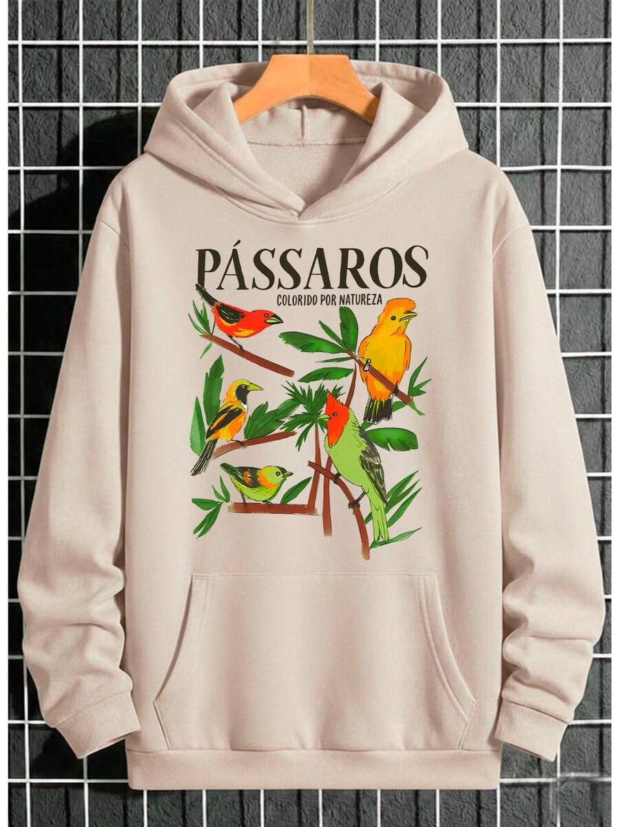 Moletom Premium canguru  irverno Passáros - Bege - Visão 1