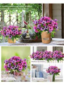 ArtiEleg 1/2/4 Bunches Artificial Gerbera Daisy Flowers, Realistic Purple And Pink Gerbera Daisies - High Quality Faux Flowers, Suitable For Apartment Decor, Rental Home Vases, Living Room Tabletop, Office And Outdoor Patio Spring Decoration - Purple - View 12