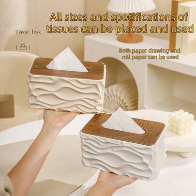 1pc Upright Tissue Box Holder, Napkin Dispenser Suitable For Bathroom Countertop, Vanity, Nightstand And Desk Home Decor, Tissue Paper Dispenser