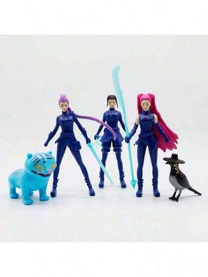 5pcs Set Korean Pop Band Character Figurines, Game Role Models, Desktop Decor, Suitable For Home And Office Decoration