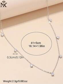 SYMFNY 1件925纯银时尚立方氧化锆吊坠项链，适合女士日常佩戴 - 銀色 - 查看 6