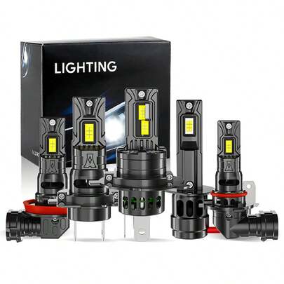 H1, H4/9003, H7, H11/H9/H16(JP), Led Headlihgt, 50000LM 800% Brighter Lighting Bulbs, 1:1 Halogen Mini Size 9005/HB3, 9006/HB4 Bulb, Off-Road Use Or Fog Light Bulbs No Adapter Required Plug-And-Play, Direct Replacement For Cars, Motorcycles No Wiring Needed, Motorcycle Headlights, Modern Bulb Design Pack Of 2