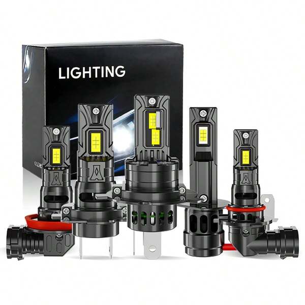 H1、H4/9003、H7、H11/H9/H16(JP) LED大灯，50000流明，亮度提升800%，1:1卤素迷你尺寸9005/HB3、9006/HB4灯泡，适用于越野或雾灯，无需适配器，即插即用，可直接替换汽车、摩托车原厂灯泡，无需接线，摩托车大灯，现代灯泡设计，2个装