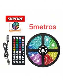 SMART RGB LED Strip Light 5 Meters/3 Meters, Color Control, 44 Keys, USB Input - 5 metros - Ver 2