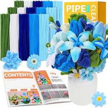IOOLEEM Pipe Cleaners, 480pcs Blue, Flower Making Kit, Arts And Craft Supplies For Flowers, Ideas For Art Project Activity. - ColorC - View 1