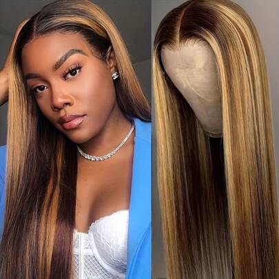 13x4 Lace Frontal Wigs Human Hair Extensions For Women 4/27 Colored 16-32 Inch 150 Density Straight Wigs Human Hair With Baby Hair