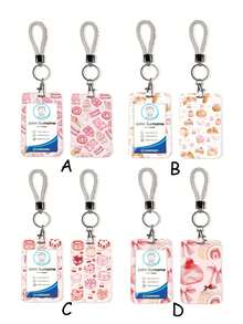 1pc ABS Dessert Series Donut & Cake Roll Pattern Fashion Personalized Cartoon Pull-Push Card Clip Keychain Bag Pendant, Student Wristband Card Clip, Women Student Card Clip, ID Bus Protection Cover, Student Campus Card Protection Cover - Rectangle - View 10