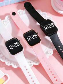 1个儿童及学生专用LED数字手表，时尚电子表，具备时间、日期、秒表功能，适合作为返校、圣诞节、生日礼物或日常佩戴。 - 彩色 - 查看 3