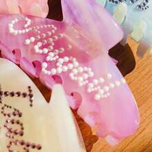 Custom Name Hair Claw Clips - Personalized Rhinestone Pearl Hair Clips Bridesmaid Proposal Gift Wedding Hair Accessory - Multicolor - View 2