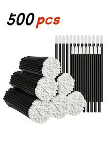 300/200/100支装一次性唇刷，无绒唇部涂抹器，适用于唇膏、唇彩、睫毛膏等彩妆工具 - 黑色 - 查看 11