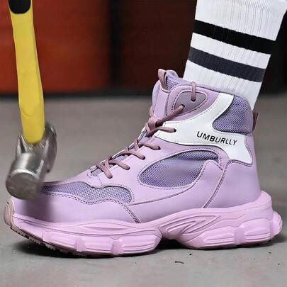 Women's High Top Black Daily Wear Steel Toe Cap Boots Fashionable Anti Smashing Leather Surface Gardening Warehouse Construction Work Men's Work Trainer Anti Slip And Anti Puncture Construction Site Work Shoes Hiking Adventure Wilderness Climbing Shoes Forging Workshop And Outdoor Work Protective Work Boots