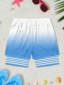 Men's Gradient Sailing Print Casual Beach Shorts - Multicolor - View 4