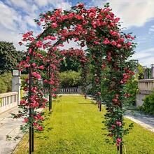 LOVEWE Metal Garden Arch Kit - 2 Sizes Stackable With Base, Ideal For Weddings & Bridal Parties, Black Wide Trellis For Climbing Plants - White - With Base - View 6