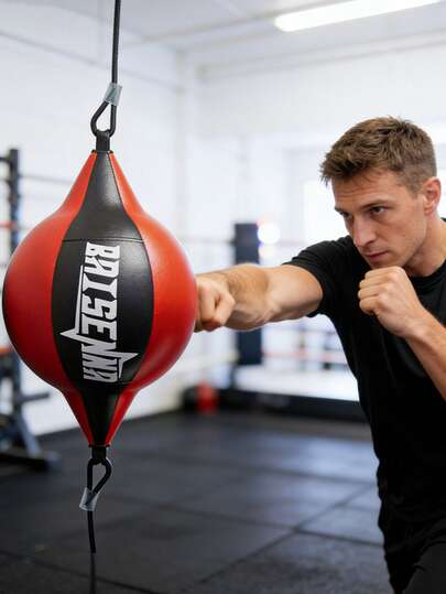 Double-End Punching Speed Ball, Enhances Reaction Agility And Hand-Eye Coordination, Hanging Boxing Training Reaction Ball, Suitable For MMA Training And Home Gym Workout Leather Punching Bag, Boxing Fitness Equipment