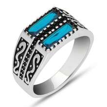 1 Miếng Đúng mốt Retro Màu bạc Nhẫn hợp kim Với Khối Zirconia  Đối với Nam Mặc hàng ngày - Bạc - Xem 3