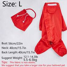 1pc Red Large Dog Rain Coat - Red - View 24
