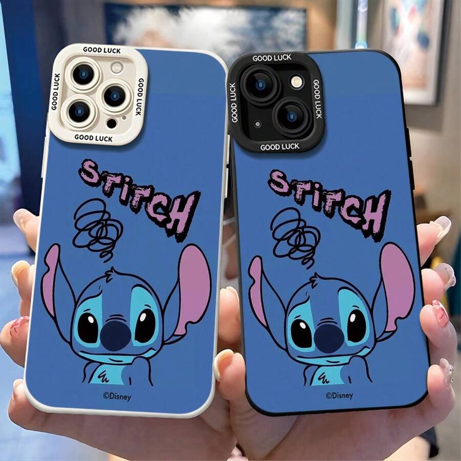 Official Disney Lilo & Stitch Cute Phone Case: Graffiti-Style Stitch Print With Hand-Drawn Accents & "GOOD LUCK" Detail, Shockproof Protective Cover With Reinforced Camera Protection For IPhone 17, 16, 15, 14, 13, 12, And 11 Pro Models, With Shockproof Protection. A Delightful Gift For Family, Friends, Birthdays, Holidays, And Special Occasions. - 白色 - 查看 1