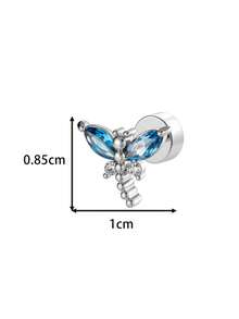 Toppiercing 1件装多功能微镶嵌锆石蜻蜓不锈钢耳骨耳环 - 彩色 - 查看 3