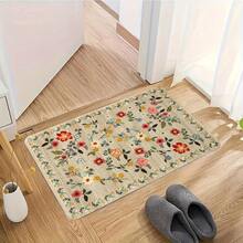 Vintage Pink Floral Pattern Non-Slip Bath Mat - Imitation Material Rectangular Floor Mat, Absorbent And Non-Slip, Suitable For Bedroom, Bathroom, Toilet, Kitchen Entrance, Etc. Home Decoration, Four Seasons Universal Mode, Not Only Is Suitable For The Festival Of Non-Slip Floor Mats, But Also As A Housewarming Gift Wedding Gift To Friends And Family As Well As Their Own Home, Rectangular Entrance Carpet For Indoor/Outdoor Use, Non Slip Backing, Bathroom Mat, Interior Decorative Door Mat, Decorative Floor Mat For Porch/Garden/Terrace, Suitable For Homes, Gardens, And Living Spaces, Ideal Gift For Loved Ones, Enhances Entryway, Living Room, Kitchen Decor, Valentines, Christmas Day, Halloween, Thanksgiving Day, Easter Day, Mother's Day, Father's Day, Back To School Season Decorations - Kiểu 7 - Xem 2