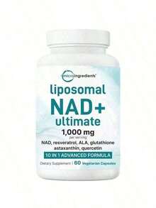 Selling Fast!Liposomal NAD+ Ultimate 1,000mg |     10-In-1 With Resveratrol, ALA, Glutathione, Astaxanthin, & Quercetin |     NAD Supplement For Women & Men |     Anti-Aging, Energy, & Brain Support. Women's Health. - 1 件商品 - 查看 6