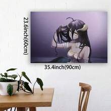 Framed Japanese Anime Overlord Albedo Poster - Elegant Female Overlord Canvas Wall Art Print With Wrap-Around Frame, Dark Purple Background - Perfect For Home, Office, Anime Decor - Ideal Graduation Gift For Anime Fans, Anime Wall Art, Home Decoration - Framed(有框框的) - 查看 3