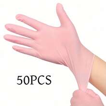 100/50/2 Pairs Pink Nitrile Disposable Gloves, Latex Gloves For Household Cleaning, Beauty, Cooking, No Powder - Multicolor - View 13