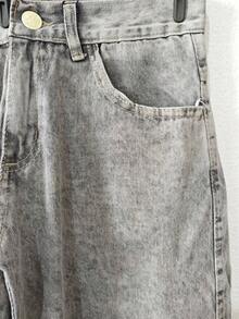 Men's Streetwear Cargo Jeans In Black And Dark Gray New Styles For 2025 - Light Grey - View 4