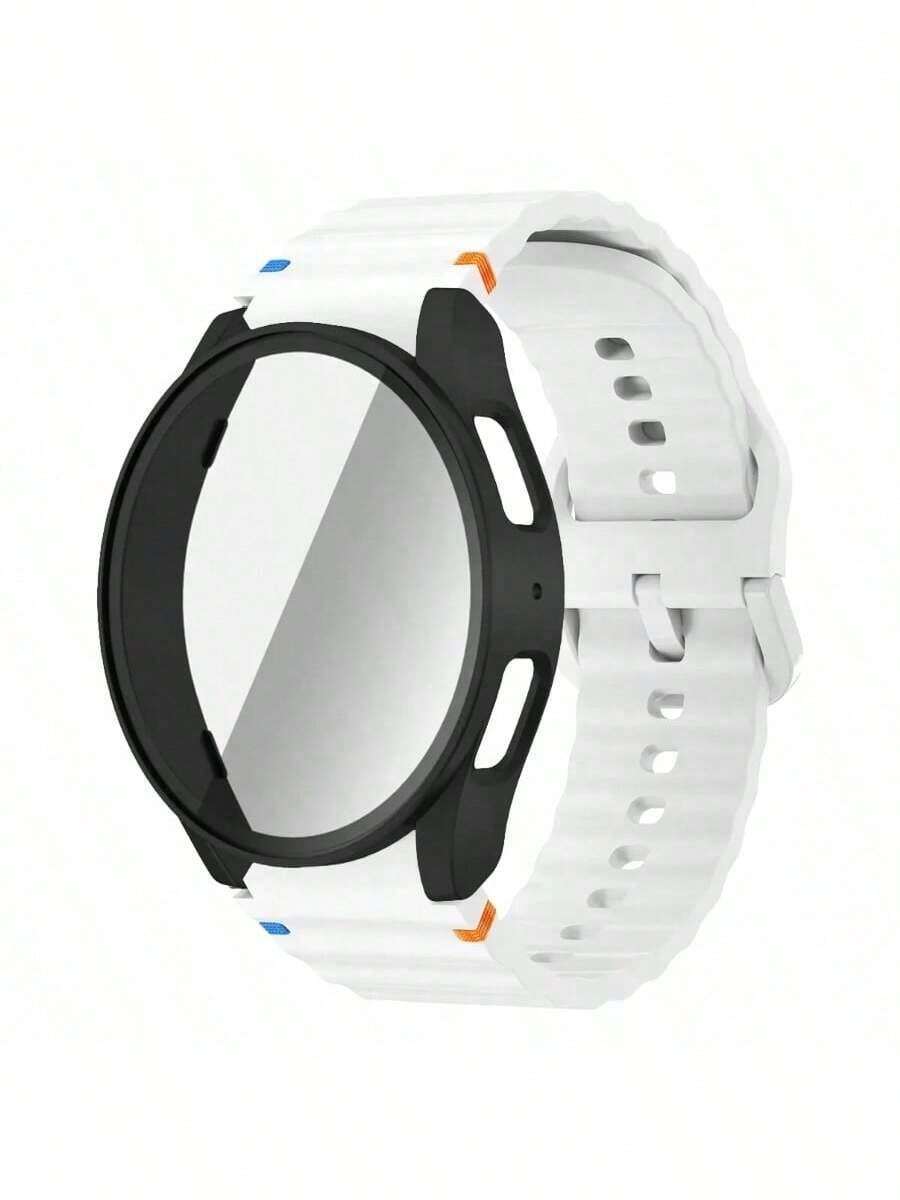 SMART WATCH MX Correa Sport Para Galaxy Watch 7/6/5 + Case + Vidrio Templado - Blanco/Negro - View 1