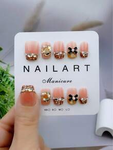 纯手工制作的粘贴式美甲贴片，10片装，珊瑚橙色，短梯形，美妆，香氛风格，法式美甲，按压式美甲贴片，新年美甲，情人节美甲，UV灯美甲，夏季美甲，可佩戴美甲 - 珊瑚橙 - 查看 3