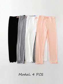 4 Pairs Girls' Minimalist Versatile Thin Ankle Socks, Suitable For Daily Wear In Summer - Multicolor - View 9